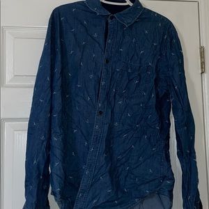 Blue Button Up - Beach Themed